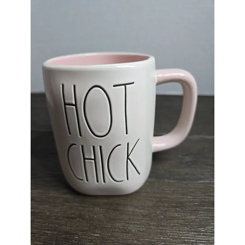 NWT Rae Dunn Artisan Hot Chick Easter Mug Pink Handle Interior Spring 2021